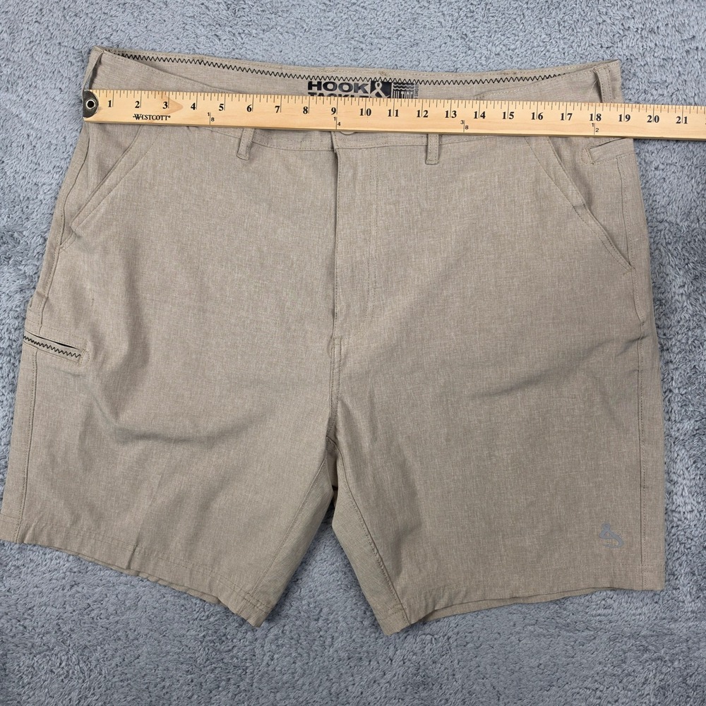Hook & Tackle Hybrid Shorts Mens 38 Tan Hi-Tide Performance Fishing Stretch 8in - Picture 6 of 10
